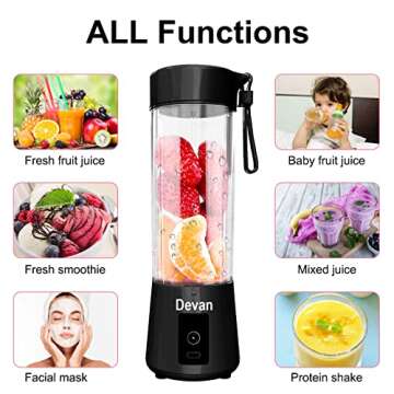 Portable Blender for Smoothies - USB Rechargeable & Easy to Clean