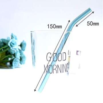 Stylish Reusable Bent Glass Drinking Straws 12 Pack