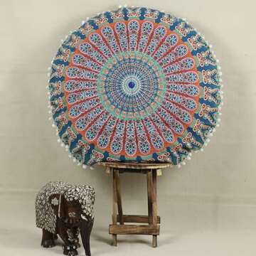 Trade Star Large 32" Round Cushion Cover Decorative Mandala Pillow Sham Case Indian Bohemian Ottoman...