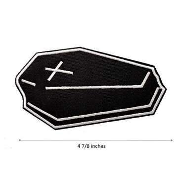 Cute-Patch Goth Death Gothic Casket Coffin Embroidered Iron on sew on Patch Badge Motorcyle Emblem