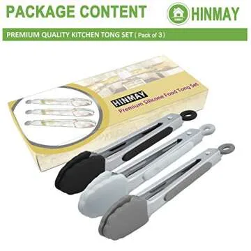 Durable HINMAY Small Silicone Tongs Set for Easy Cooking