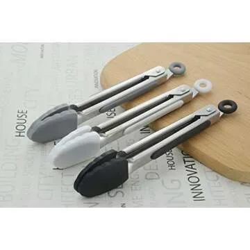 Durable HINMAY Small Silicone Tongs Set for Easy Cooking