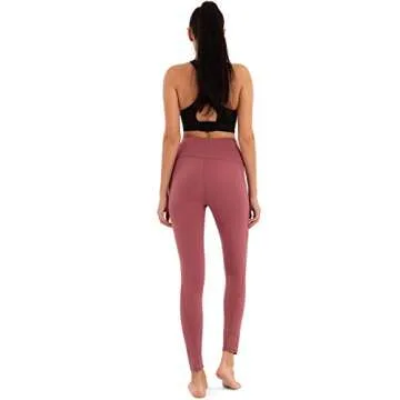 BROMEN Women’s High Waisted Yoga Pants with Pockets Leggings for Women Buttery Soft Work Out Pants Tummy Control Red Pink S