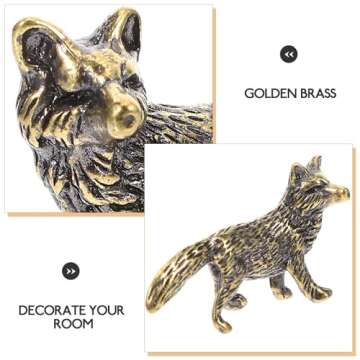 Homoyoyo Mini Fox Figurine Tiny Brass Animal Figure Fengshui Wealth Statue Vintage Animal Sculpture ...
