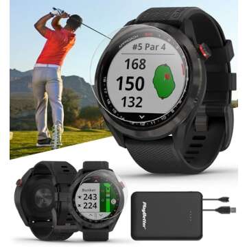 Garmin Approach S42 Golf GPS Watch - Stylish Gunmetal/Black with Accessories