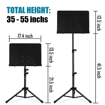 GLEAM 5-in-1 Full Metal Sheet Music Stand with Bag