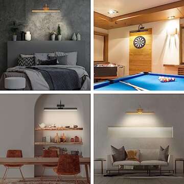 lsvgoe 23" Wireless Picture Lights, Rechargeable Battery Art Display Light with Remote Control, Dimmable/Timer Off Dartboard Light, 3 Lighting Modes Full Metal Painting Display Lights(Gold)