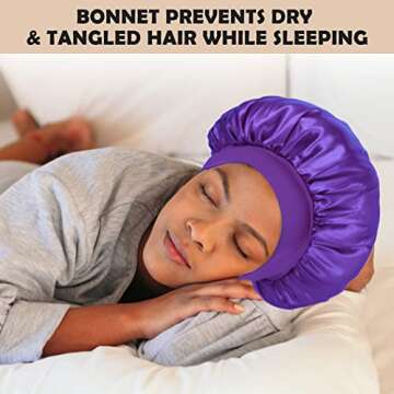 4Pcs Silk Bonnet for Sleeping, Satin Hair Bonnets, Soft Elastic Band Silk Sleep Cap, Hair Wrap for W...