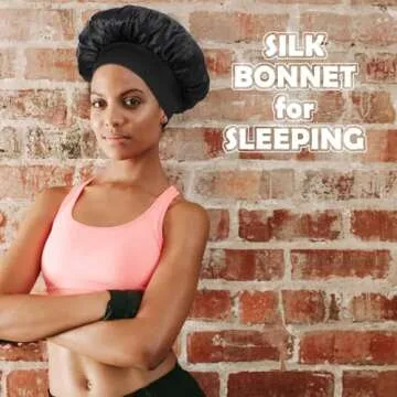 4Pcs Silk Bonnet for Sleeping, Satin Hair Bonnets, Soft Elastic Band Silk Sleep Cap, Hair Wrap for Women(Black Wine Red Purple Gold)