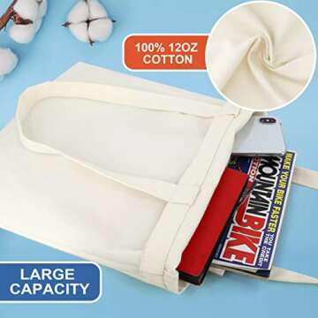 BeeGreen Carnation Canvas Tote Bag With 2 Inner Pockets Floral Canvas Bag Mother's Day Gift Bag 12 oz Aesthetic Tote Bag w Handles Large Capacity Bag for Women Mom Friends