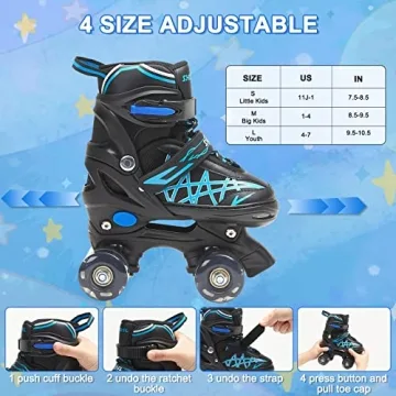 SHDSL Kids Light Up Adjustable Roller Skates Safe Fun