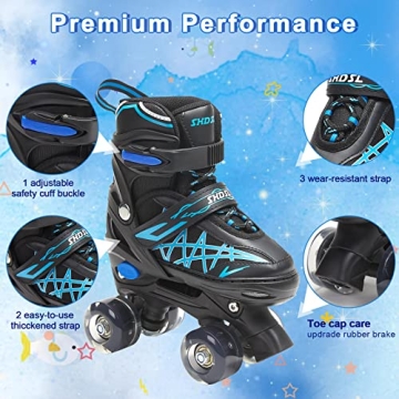 SHDSL Kids Light Up Adjustable Roller Skates Safe Fun