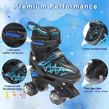 SHDSL Kids Light Up Adjustable Roller Skates Safe Fun