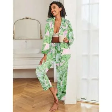 Ekouaer Women's Silky Satin Pajama Set for Comfort