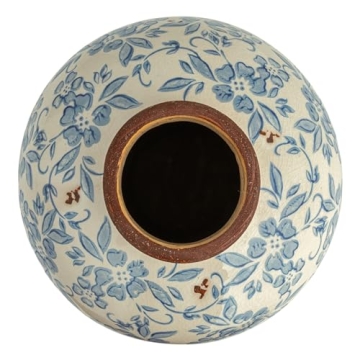 Elegant Creative Co-Op Terracotta Vase with Blue Pattern
