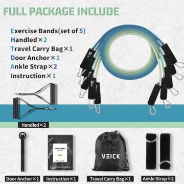 VEICK Resistance Bands, Exercise Bands, Workout Bands, Resistance Bands for Working Out with Handles...