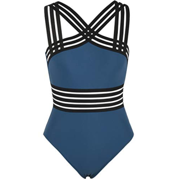 Hilor Women's One Piece Swimsuits Slimming High Waisted Bathing Suits Front Crossover Swimwear Monok...