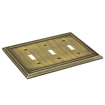 Henne Bery Sunken Pearls Heavy Duty Decorative Wall Plate Switch Plate Outlet Cover (Triple Toggle, ...