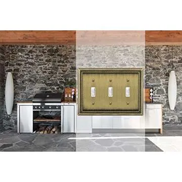 Henne Bery Sunken Pearls Heavy Duty Decorative Wall Plate Switch Plate Outlet Cover (Triple Toggle, Antique Brass)