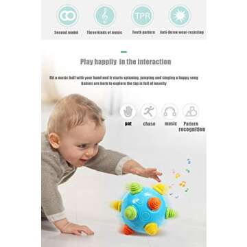 Toddlers Baby Music Shake Dancing Ball Toy, Move and Crawl Toys for Kids,Bouncing Sensory Learning T...