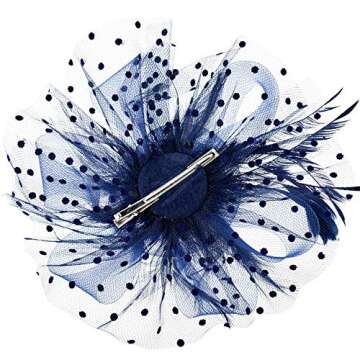 DRESHOW Fascinators Hat Flower Mesh Ribbons Feathers on a Headband and a Clip Tea Party Headwear for Girls and Women