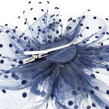 DRESHOW Fascinators Hat Flower Mesh Ribbons Feathers on a Headband and a Clip Tea Party Headwear for Girls and Women