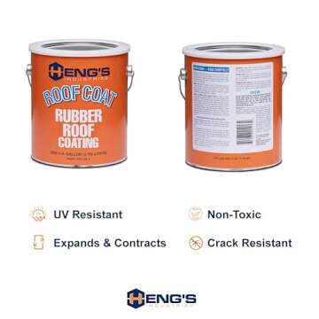 HENG’S INDUSTRIES Rubber Roof Coating - 2 Gallons | EPDM Rubber Roof | Durable Rubber Roof Coat | RV, Motorhome, Camper Roof Repair | Waterproof & UV Resistant | 42128-4