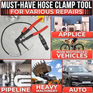 Radiator Hose Clamp Pliers Automotive – Corrosion-Resistant Hose Clamp Tool with Non-Slip Polymer Coating, Tension & Ratchet Locking Mechanisms – Reliable, Easy to Use, Time-Saving for Car Repairs