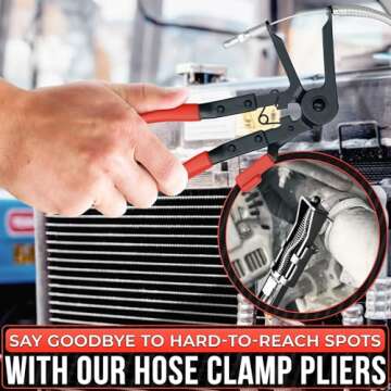 Radiator Hose Clamp Pliers Automotive – Corrosion-Resistant Hose Clamp Tool with Non-Slip Polymer Coating, Tension & Ratchet Locking Mechanisms – Reliable, Easy to Use, Time-Saving for Car Repairs