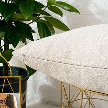 MERNETTE Pack of 2, Decorative Square Throw Pillow Cover Cushion Covers Pillowcase, Home Decor Decorations for Sofa Couch Bed Chair 20x20 Inch/50x50 cm (Cream)