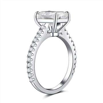 Bo.Dream 3ct Cushion Cut Cubic Zirconia CZ Engagement Rings Women Platinum Plated Sterling Silver (7...