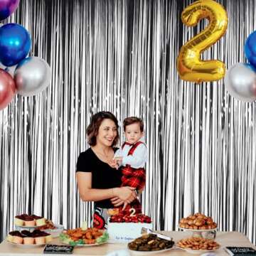 Melsan Black Foil Fringe Curtains for Parties - 3.2 x 8 ft