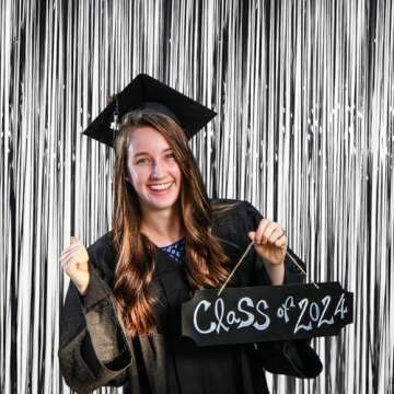 Melsan Black Foil Fringe Curtains for Parties - 3.2 x 8 ft