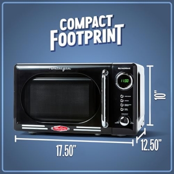 Nostalgia Retro Compact Microwave Oven - 700W - Black & Chrome
