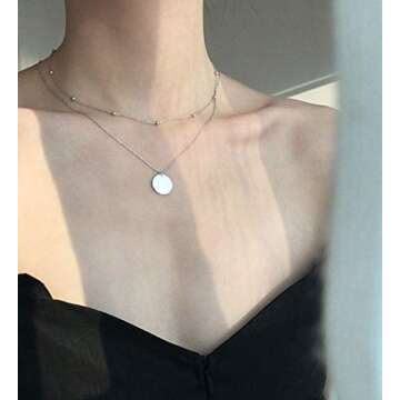 Layered Pendant Choker Necklace for Women - 925 Silver