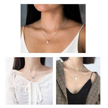 Layered Pendant Choker Necklace for Women - 925 Silver
