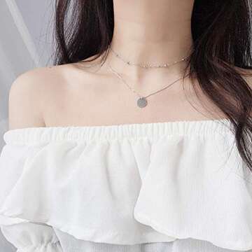 Layered Pendant Choker Necklace for Women - 925 Silver