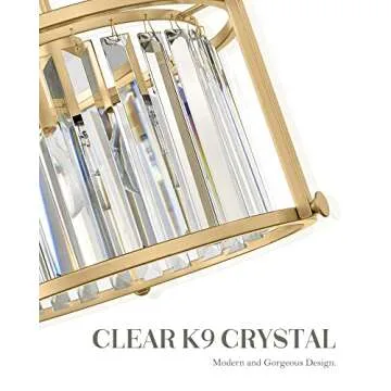 Cargifak Crystal Semi Flush Mount Chandelier - Elegant Gold Ceiling Light for Any Space