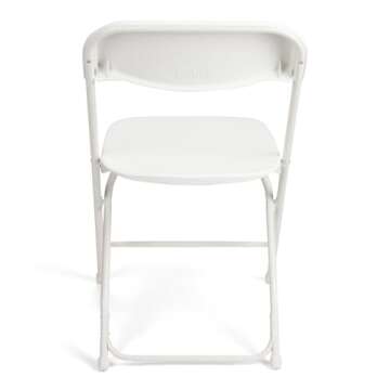 EventStable TitanPRO White Plastic Folding Chair - 10-Pack - Lightweight Foldable Outdoor Chair - Durable Patio Chairs - Chairs Set for Parties Banquet Events - 10 Pack