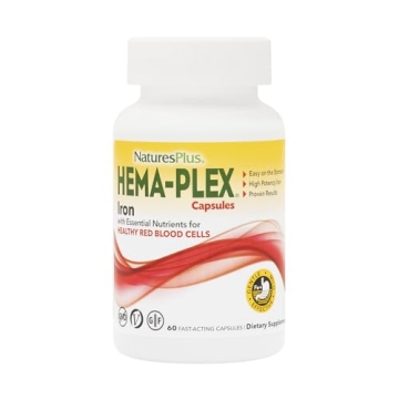NaturesPlus Hema-Plex Iron - 60 Softgels with 85 mg Chelated Iron + Vitamins for Optimal Health