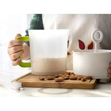 Nut Milk & Greek Yogurt Maker - Reusable & Durable Nut Milk Bag Alternative - Fine Mesh Stainless Steel - Soy/Oat/Almond Milk - All Purpose Food Strainer - (1 Quart Yogurt, 1.5 Quart Nut Milk) (A)