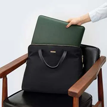 Comfyable Slim Laptop Sleeve 16 Inch Compatible for MacBook Pro 16-Inch M4 M3 M2 Pro/Max 2024, Faux Leather Protective 16-in Mac Cover Case, Green