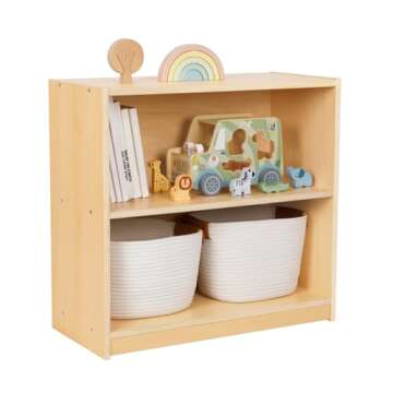 OOOK Montessori Shelf and Toy Storage, Compact Toddler Bookshelf for Small Space, Wooden Storage Cab...