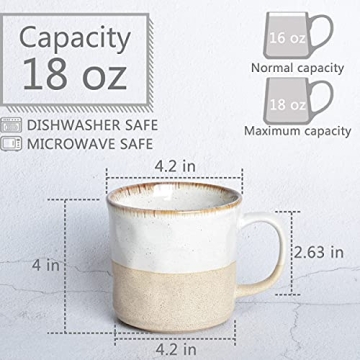 Bosmarlin Large 18 Oz Ceramic Coffee Mug for Home & Office