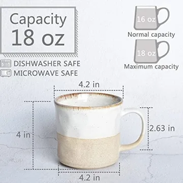 Bosmarlin Large 18 Oz Ceramic Coffee Mug for Home & Office