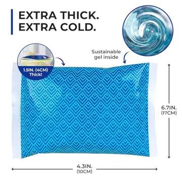 Thrive Reusable Ice Gel Packs for Lunch Boxes - Set of 4 Soft, Flexible Freezer Packs for Cooler, Camping, Beach Bags, Picnics & Injuries