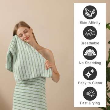Mistyrose Bath Towels,4 Pack Light Green 35"x70" Large Bath Towels Microfiber Absorbent XL Bath Sheets Super Soft Towels for Bathroom Quick Dry Oversized Shower Towels for Family Hotel Spa Gym