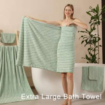 Mistyrose Bath Towels,4 Pack Light Green 35"x70" Large Bath Towels Microfiber Absorbent XL Bath Sheets Super Soft Towels for Bathroom Quick Dry Oversized Shower Towels for Family Hotel Spa Gym
