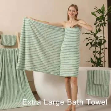 Mistyrose Bath Towels,4 Pack Light Green 35"x70" Large Bath Towels Microfiber Absorbent XL Bath Sheets Super Soft Towels for Bathroom Quick Dry Oversized Shower Towels for Family Hotel Spa Gym
