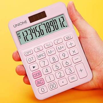 UNIONE Pink Retro Calculator Dual Power Bright LCD